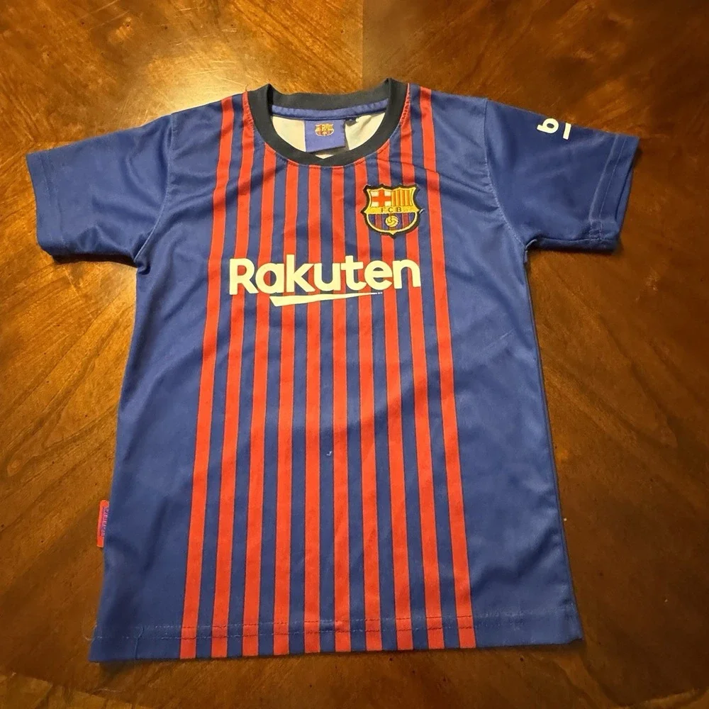 FCB Barcelona Messi Unisef Kids Striped Jersey Size 6 Rakuten Soccer Team